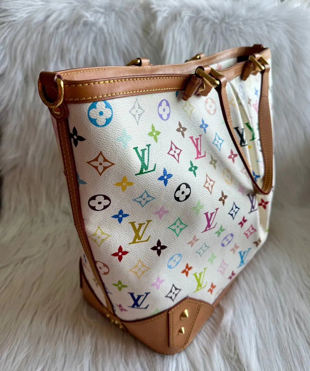 Louis Vuitton White Multicolor Monogram  Sharleen GM White Canvas Good - Box View