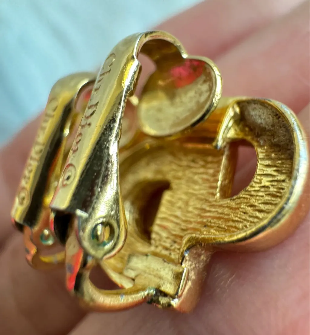 Dior Christian Dior CD initial Earrings with Rhinestone Gold Good - Box View