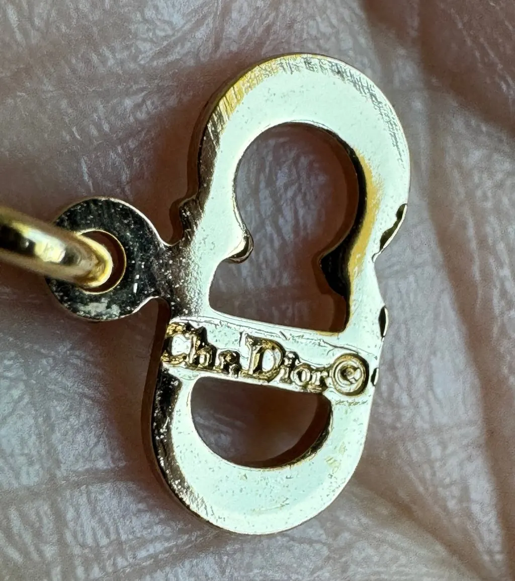 Dior Christian Dior CD initial pendant necklace with Rhinestone Gold Lace Good - Box View