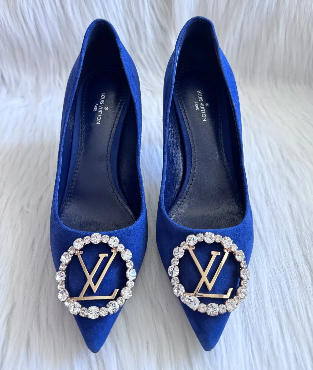 Louis Vuitton Madeleine Line Suede Blue Pump size 36.5 Blue Suede Good - Inside View