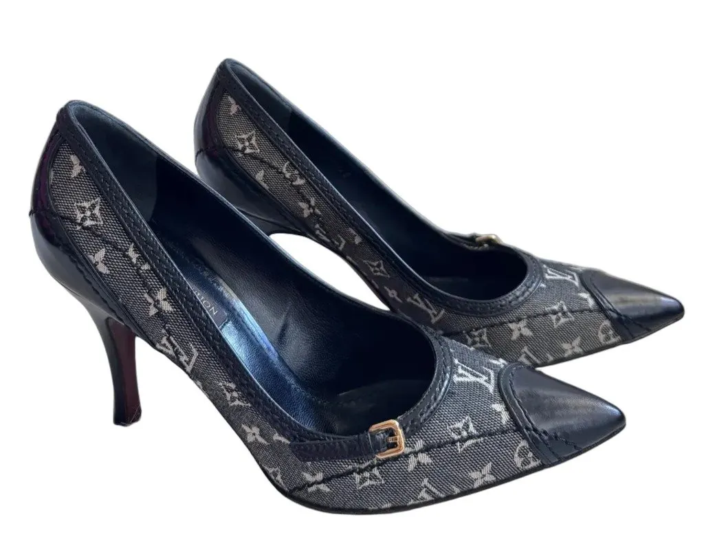 Louis Vuitton Black/White Monogram Mini Lin Canvas size 35.5 Black Canvas Good - Front View