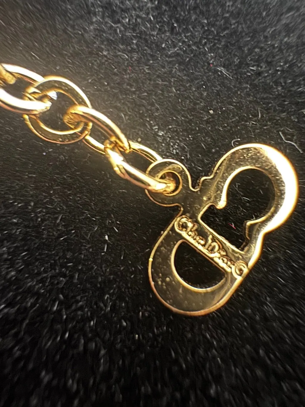 Dior Christian Dior CD Script Initial Pendant Necklace Gold Lace Good - Model View