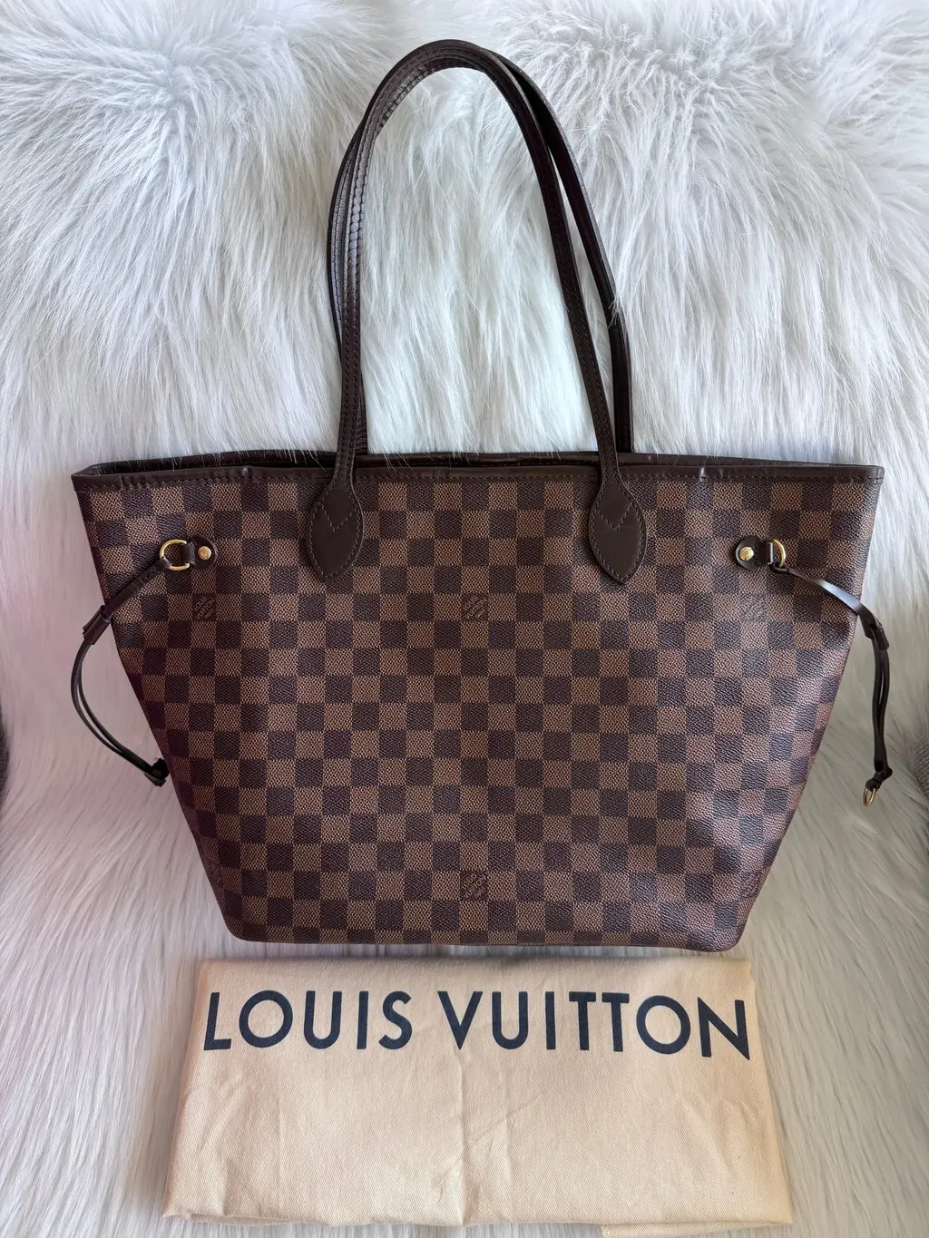 Louis Vuitton Neverfull MM-Damier Ebene Red Lace Good - Inside View