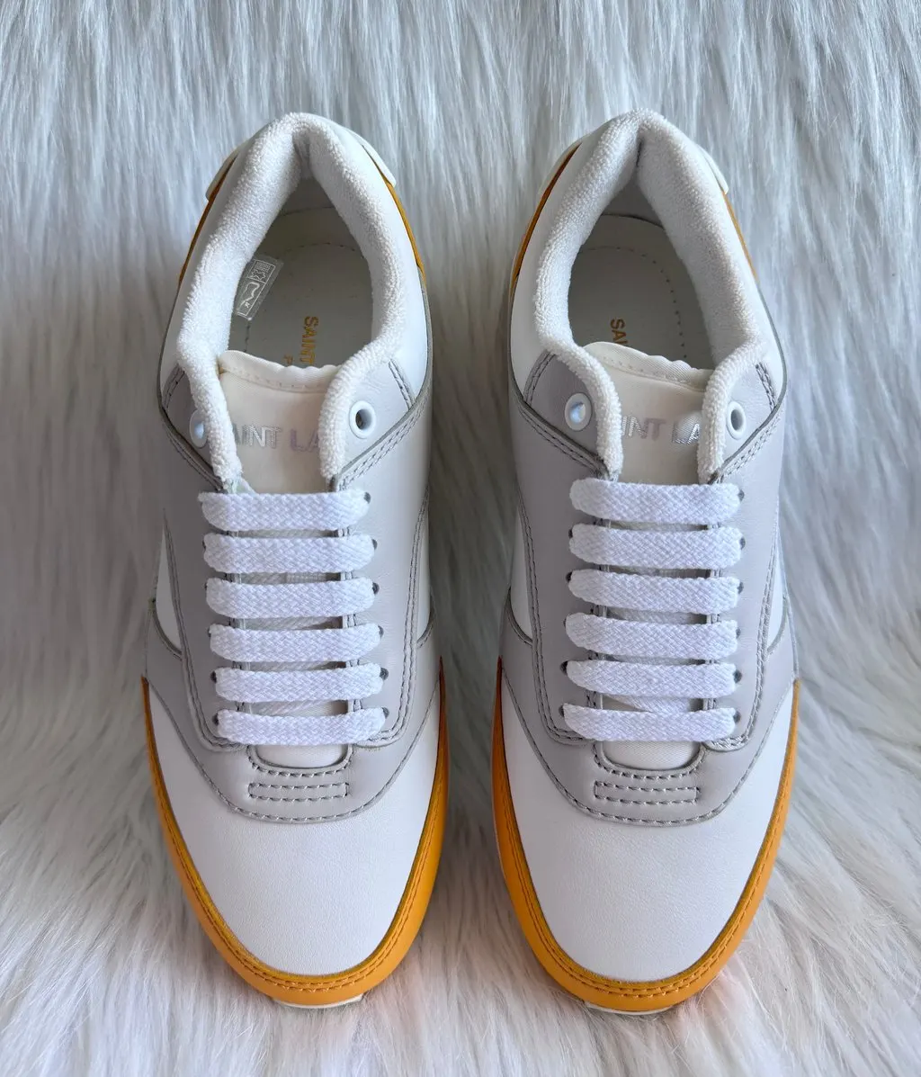 Saint Laurent Bump Low Sneaker White Yellow size 36 women (brand new) White Leather Never worn - Back View