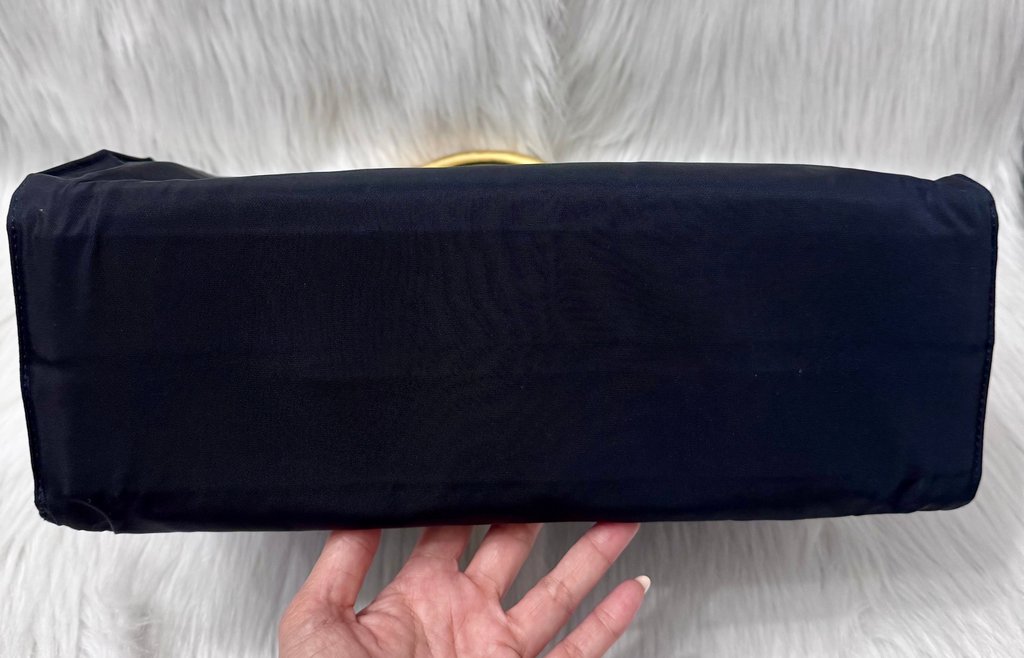 Prada Tessuto Navy Blue Metal Handle | Libas Collective