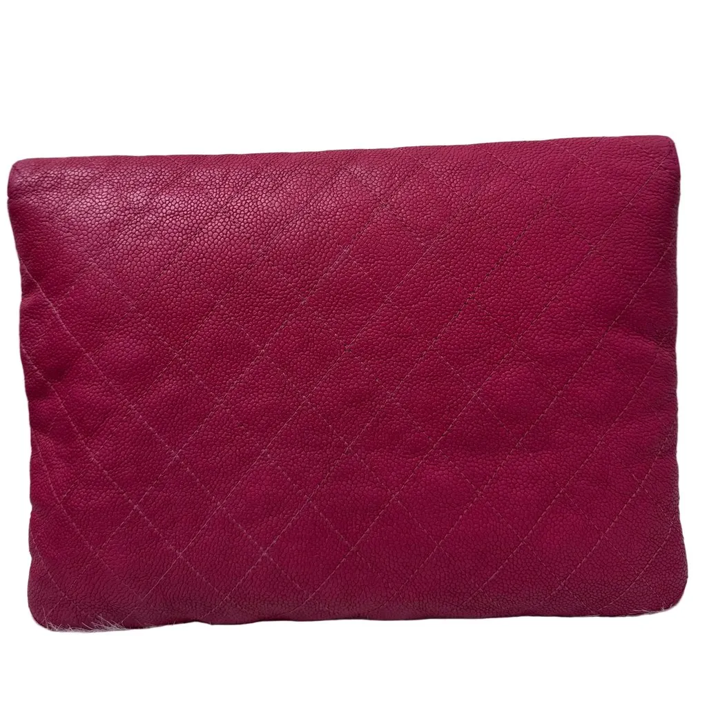 Chanel Paris Cuba Quilted Caviar Envelope clutch bag Pink Leather Very good - Back View