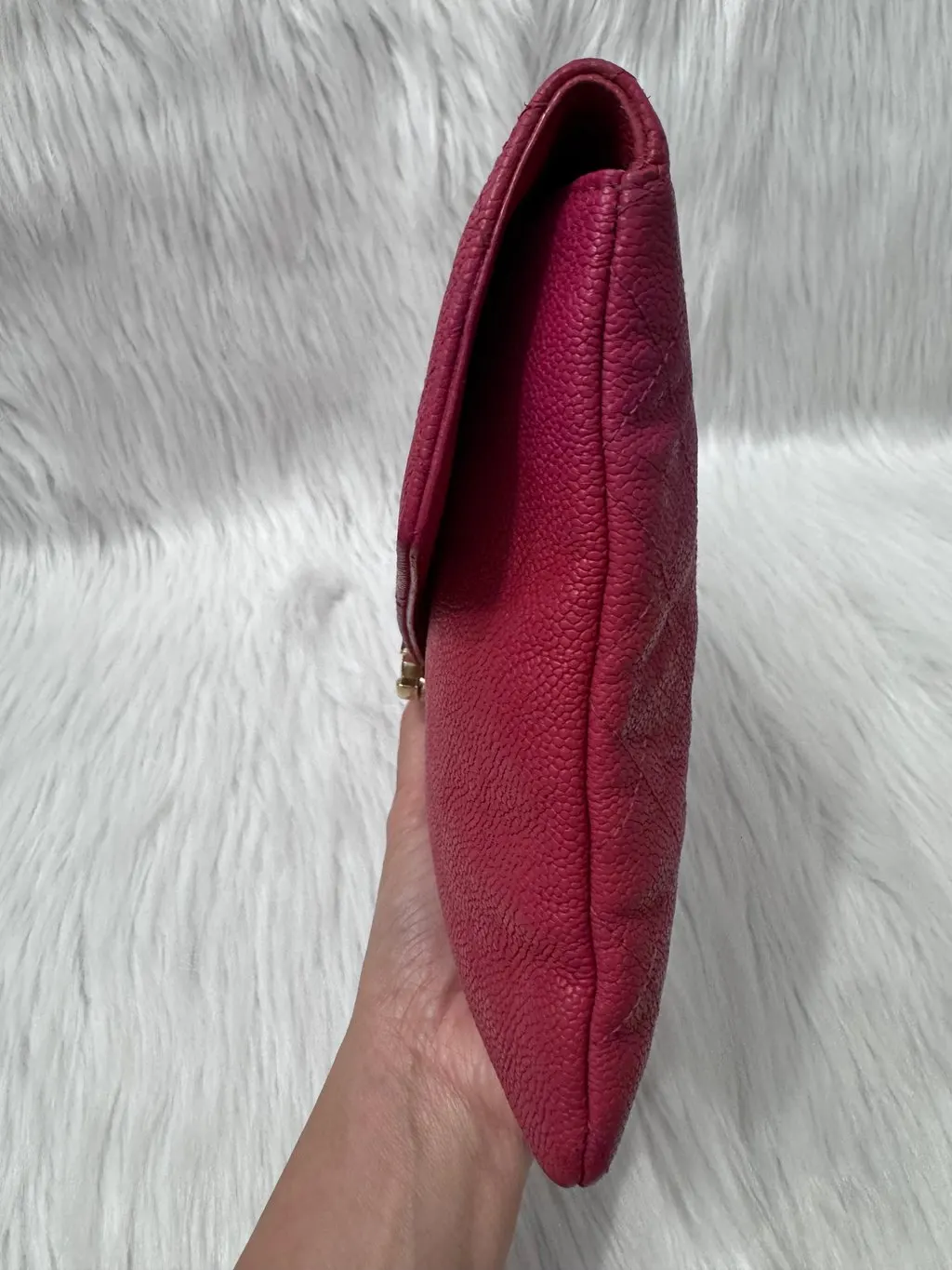 Chanel Paris Cuba Quilted Caviar Envelope clutch bag Pink Leather Very good - Inside View