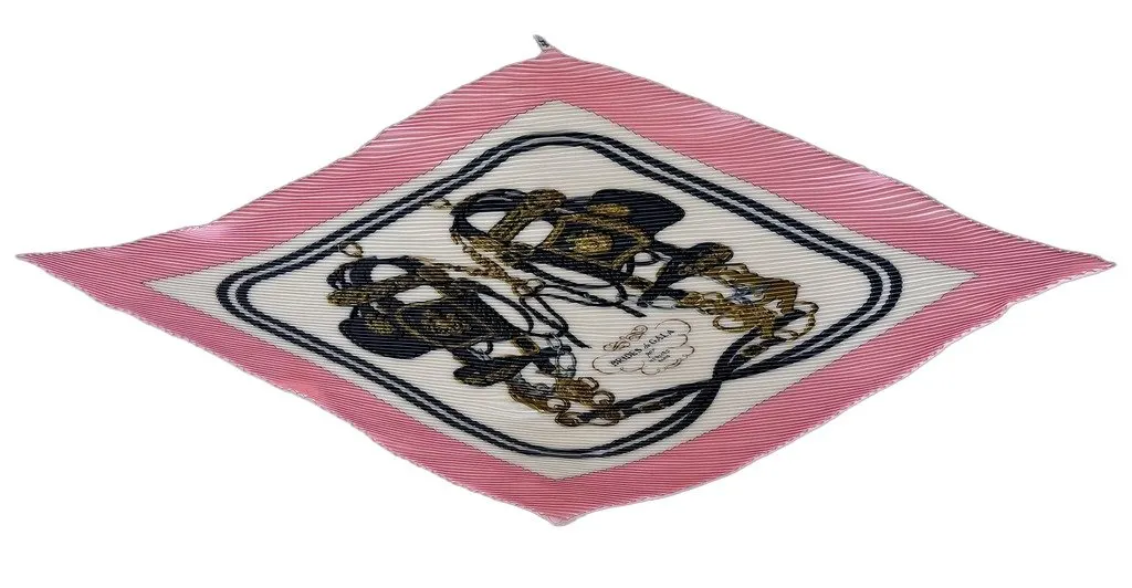 Hermès Brides de Gala Pleated Silk Scarf White Silk Good - Front View