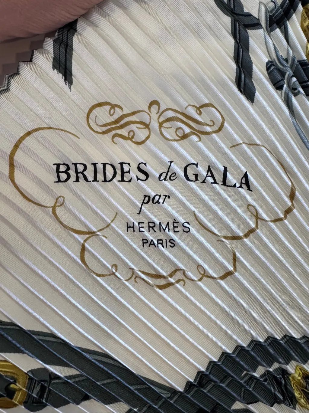 Hermès Brides de Gala Pleated Silk Scarf White Silk Good - Box View