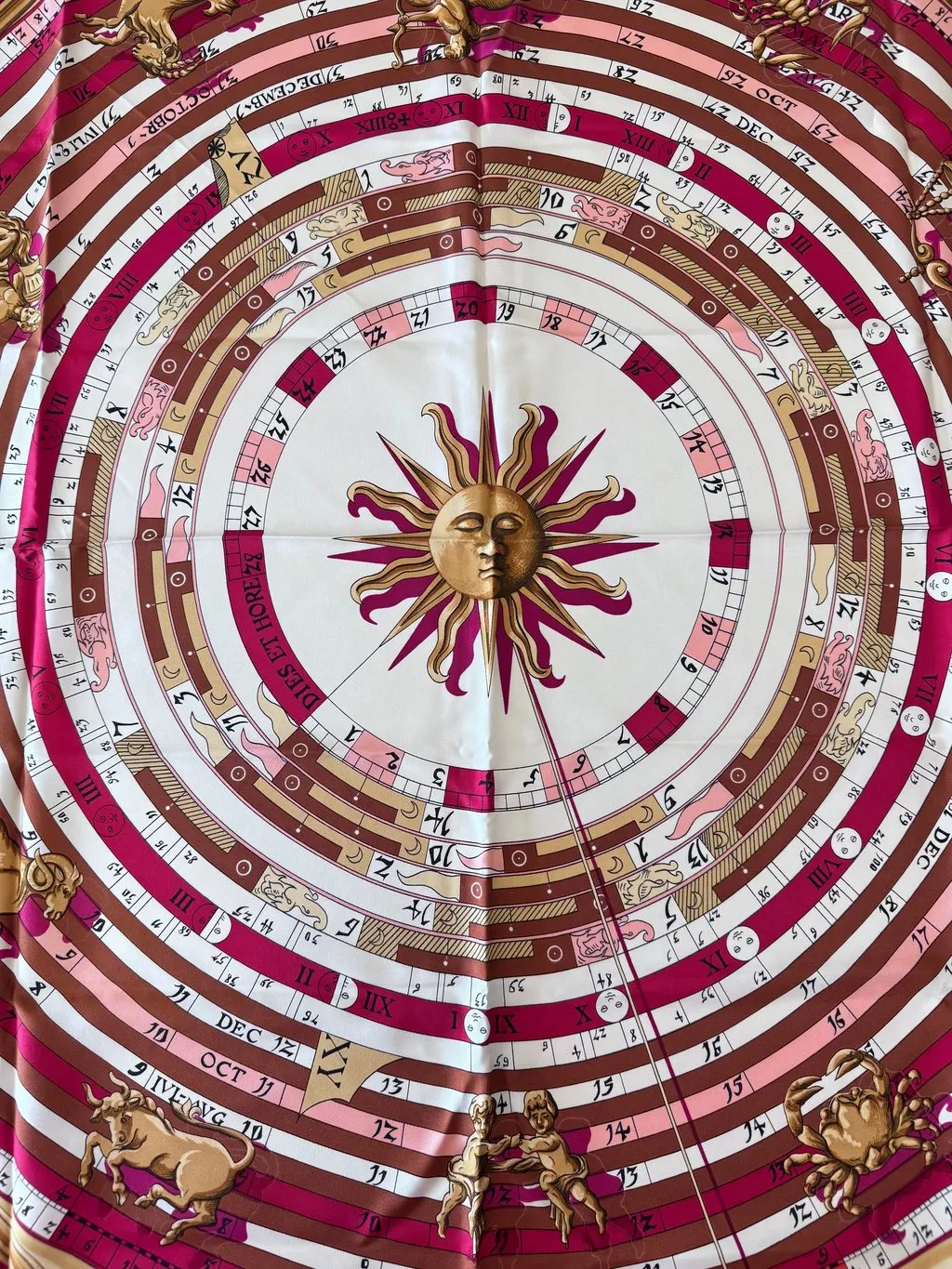 Hermès Dies Et Hore Astrology Zodiac Silk Scarf White Silk Good - Inside View