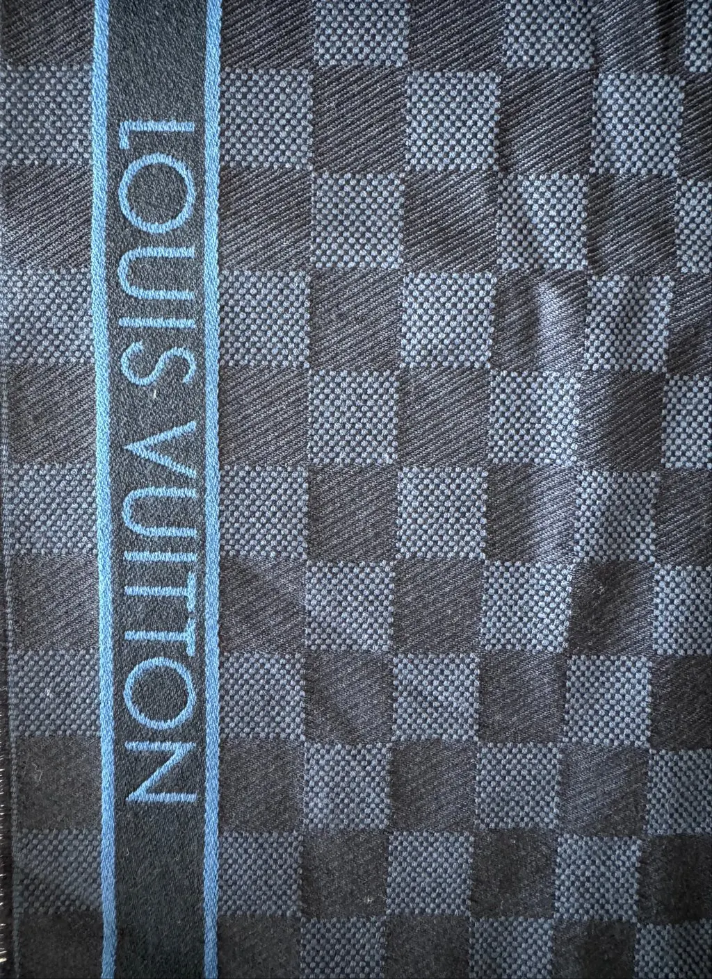 Louis Vuitton Wool Fringed Scarf Navy & Red Navy Wool Never worn - Model View