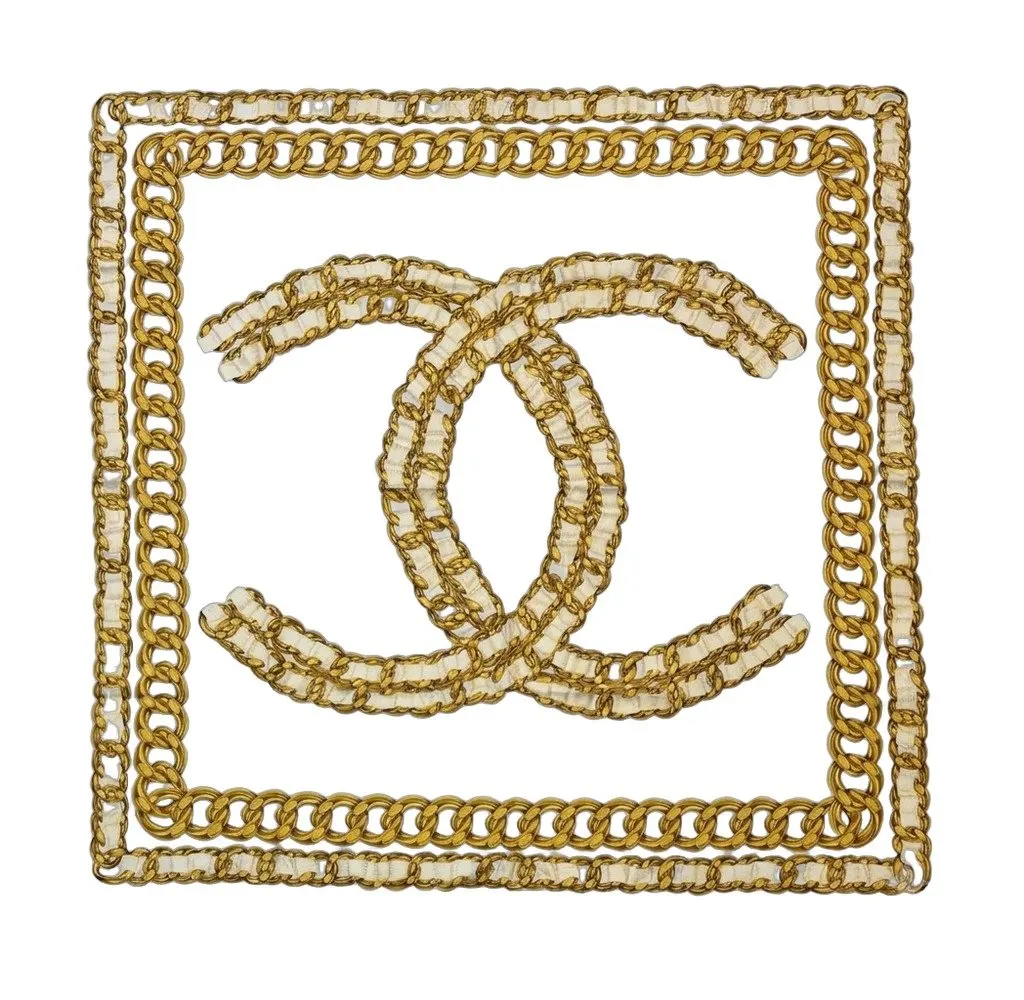 Chanel CC Chain Light Blue Scarf Blue Silk Good - Front View