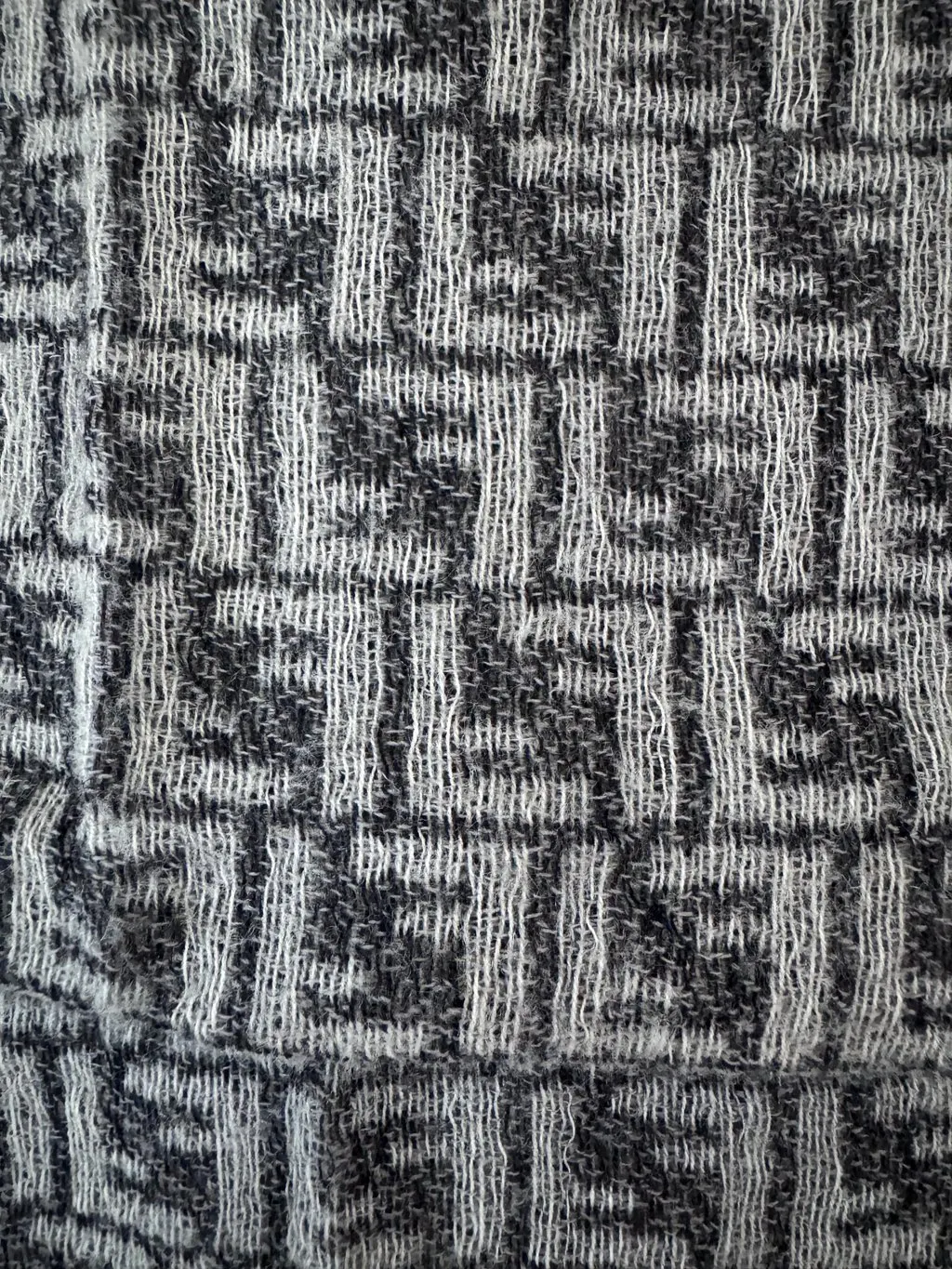 Fendi Gray Wool Fringed Muffler Grey Wool Never worn - Model View