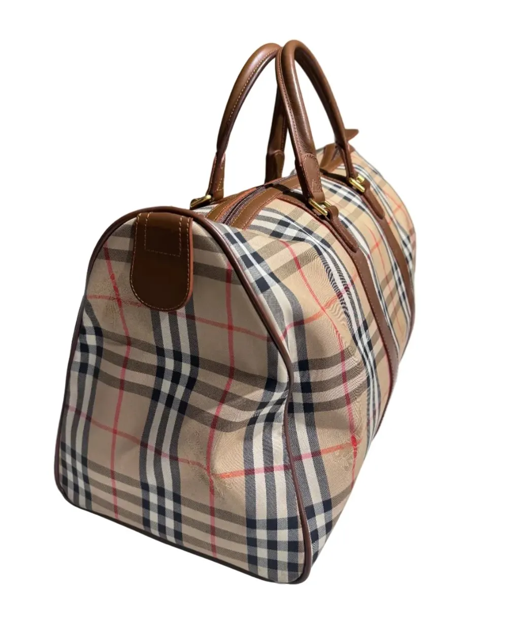Burberry Boston Travel Bag Brown Canvas Good - Model View