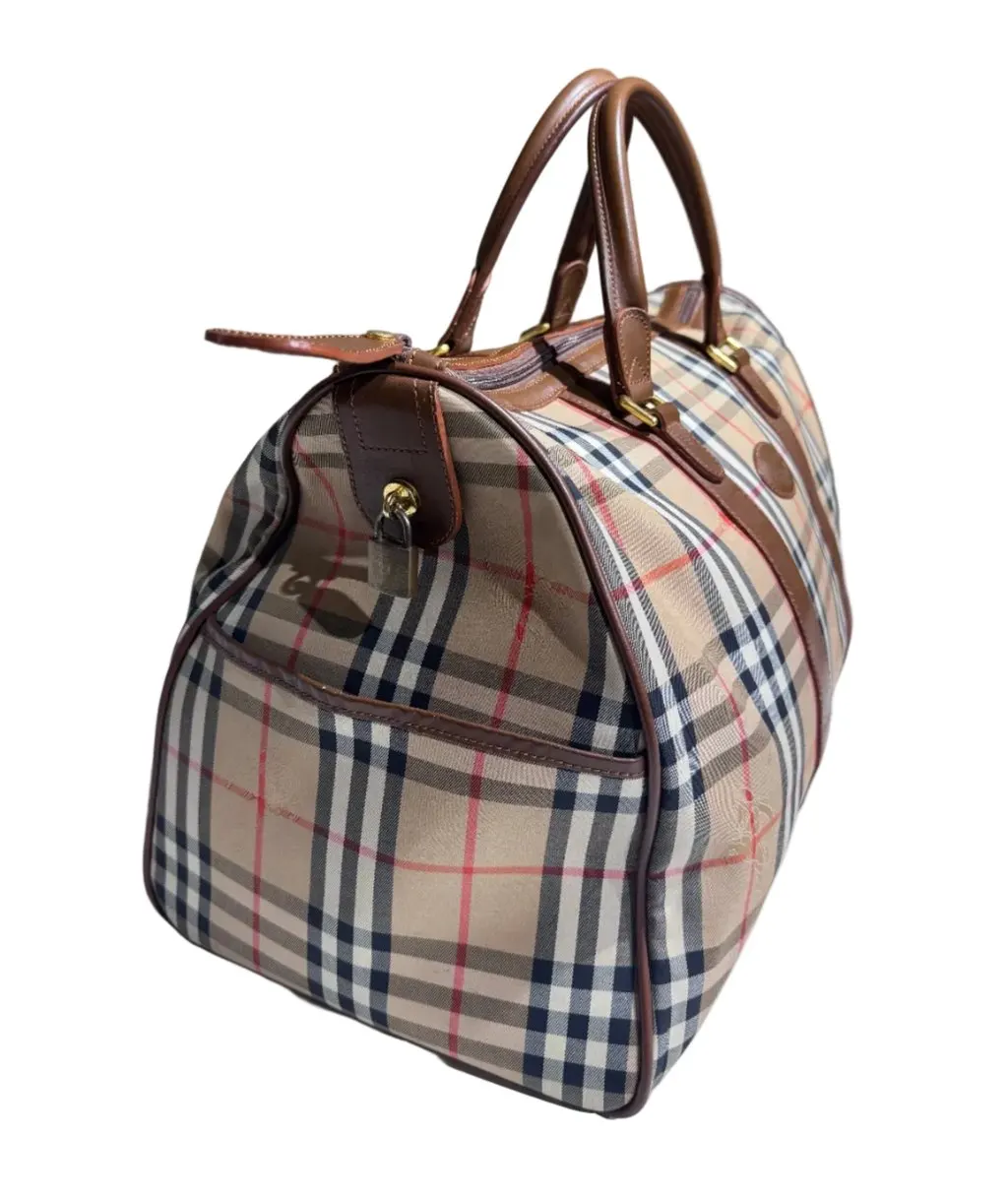 Burberry Boston Travel Bag Brown Canvas Good - Box View
