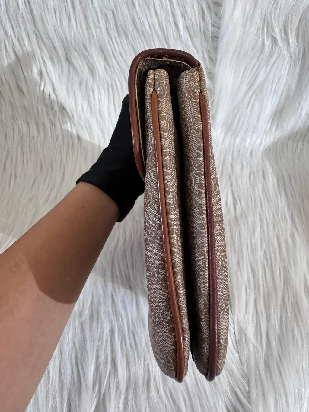 Celine Beige Macadam Clutch Beige Canvas Good - Model View