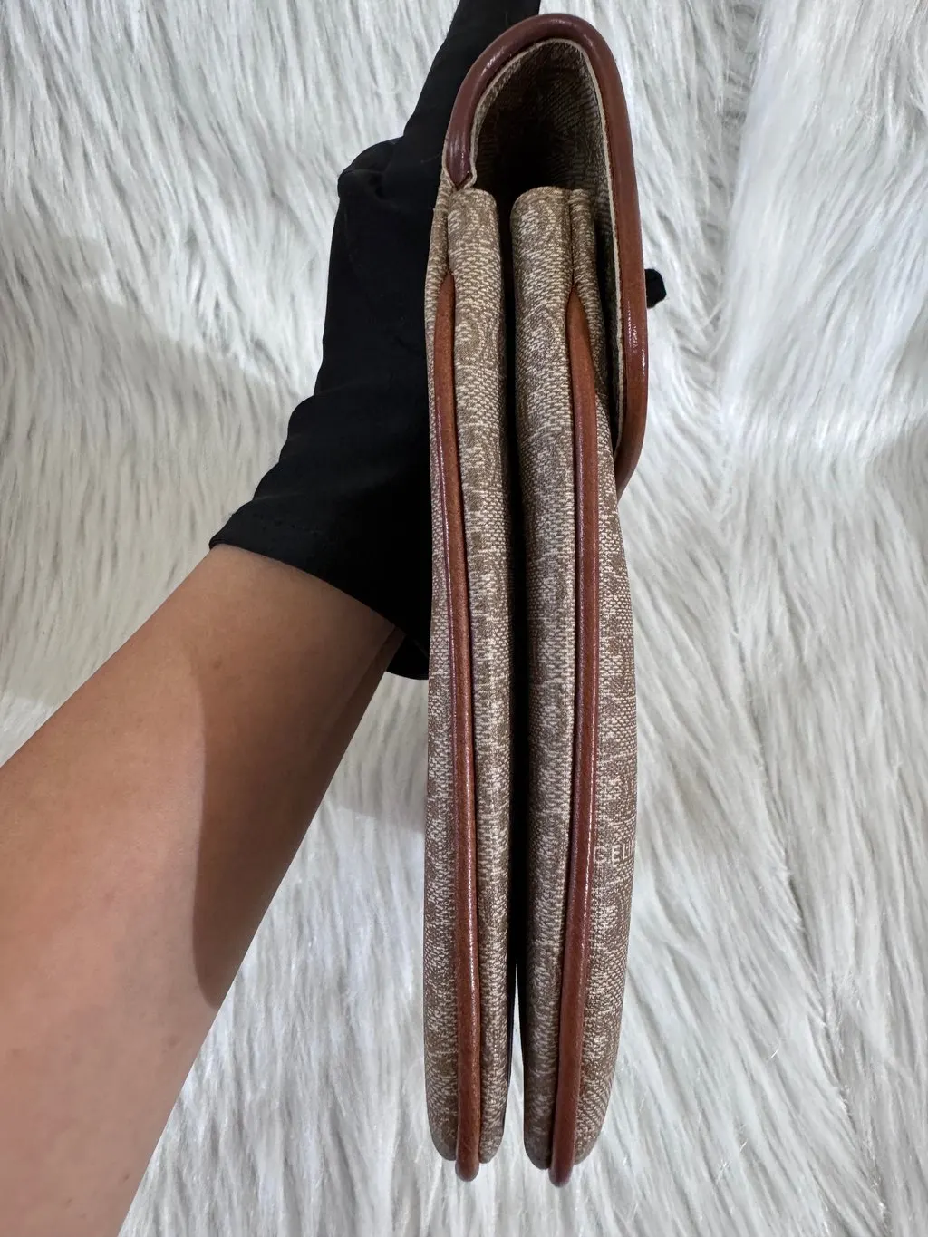 Celine Beige Macadam Clutch Beige Canvas Good - Box View