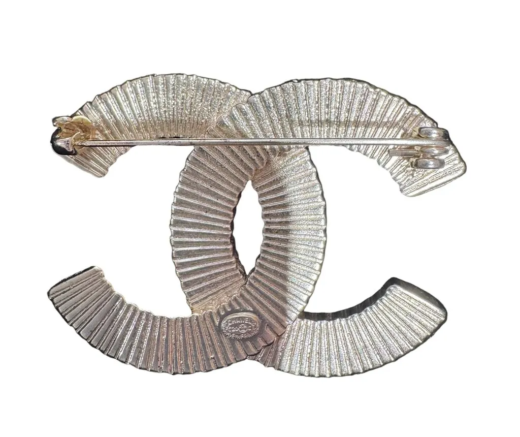 Chanel CC Pearl Crystal Brooch Gold Good - Inside View