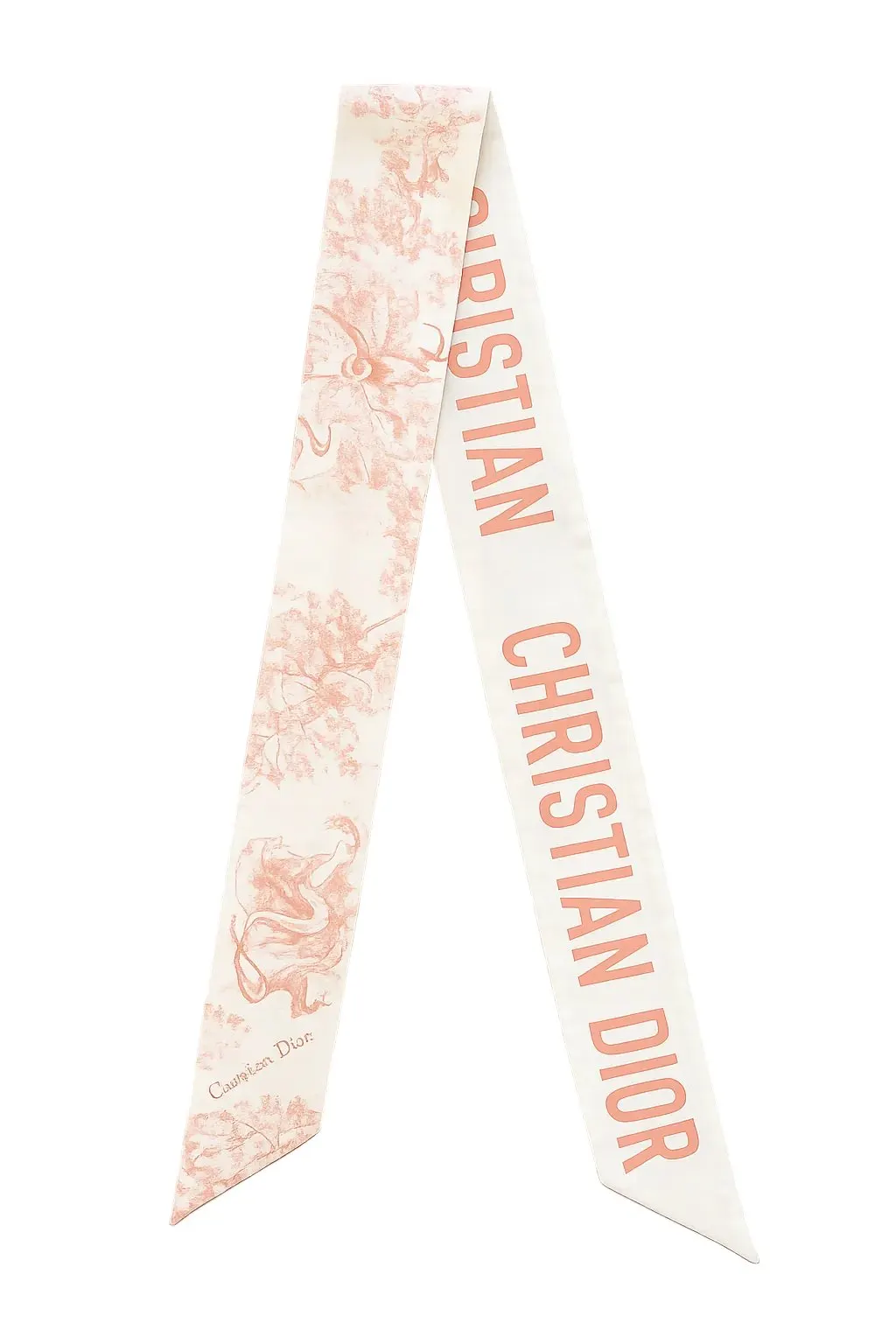 Dior Christian Dior Toile de Jouy Sauvage Mitzah Scarf (Ivory & Pink) White Silk Good - Back View