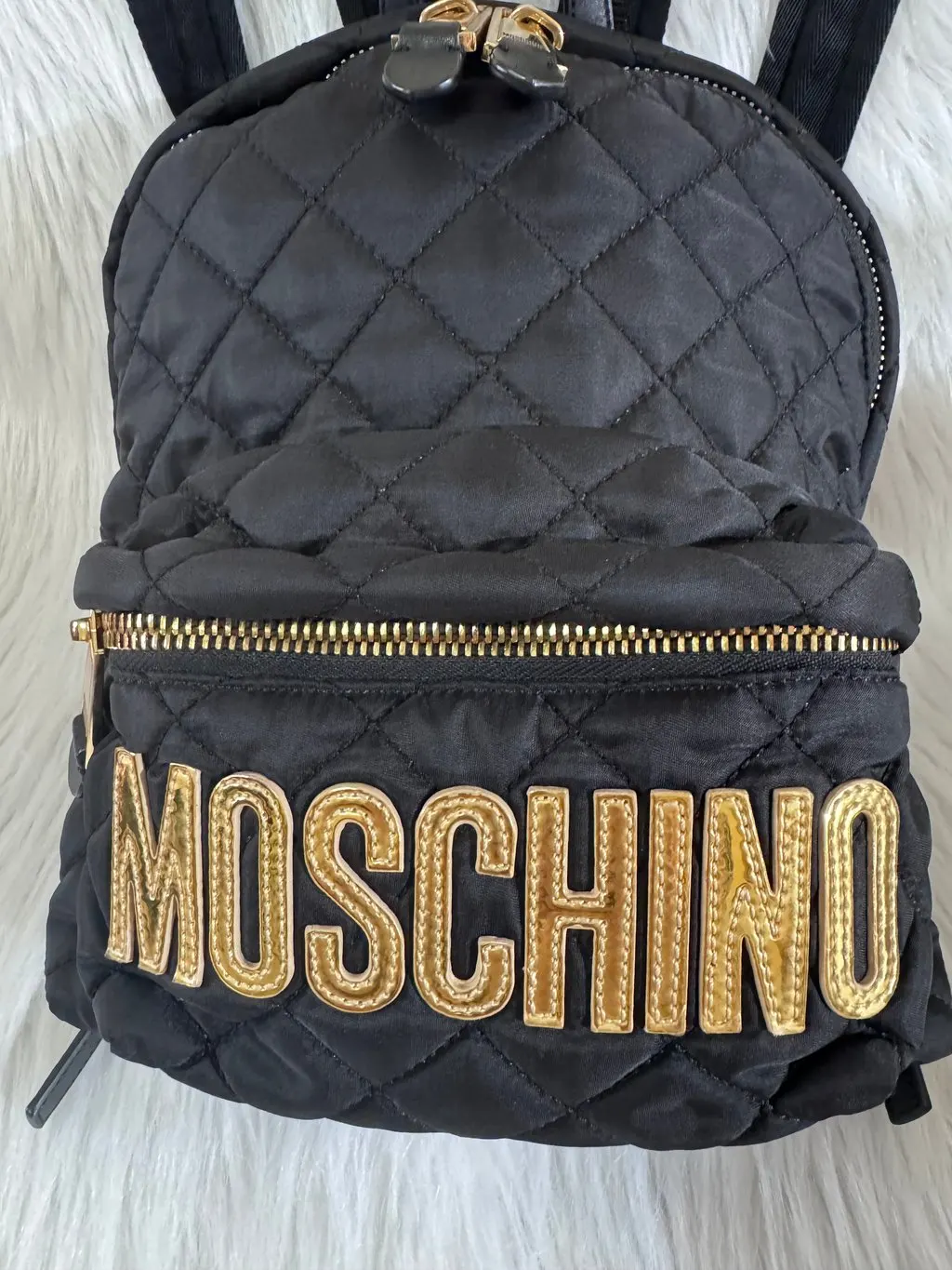 Moschino Quilted Nylon Black Backpack Black Polyamide Good - Back View