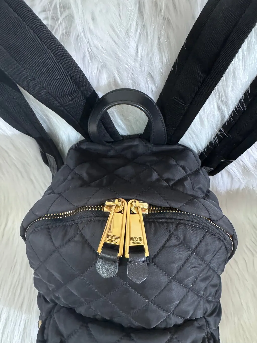 Moschino Quilted Nylon Black Backpack Black Polyamide Good - Inside View