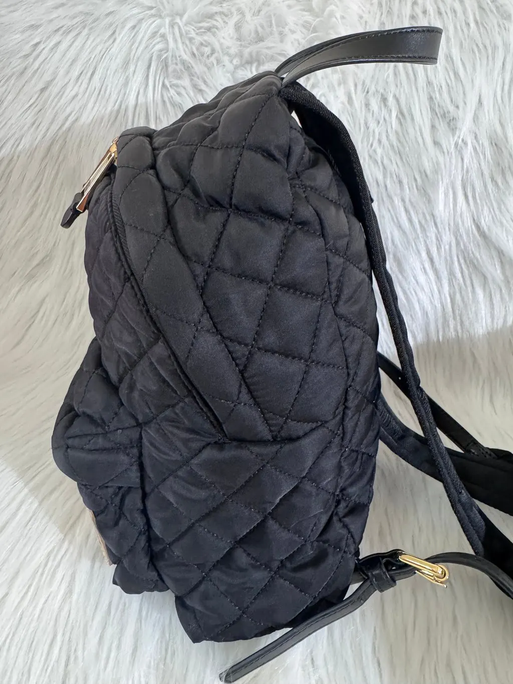 Moschino Quilted Nylon Black Backpack Black Polyamide Good - Model View