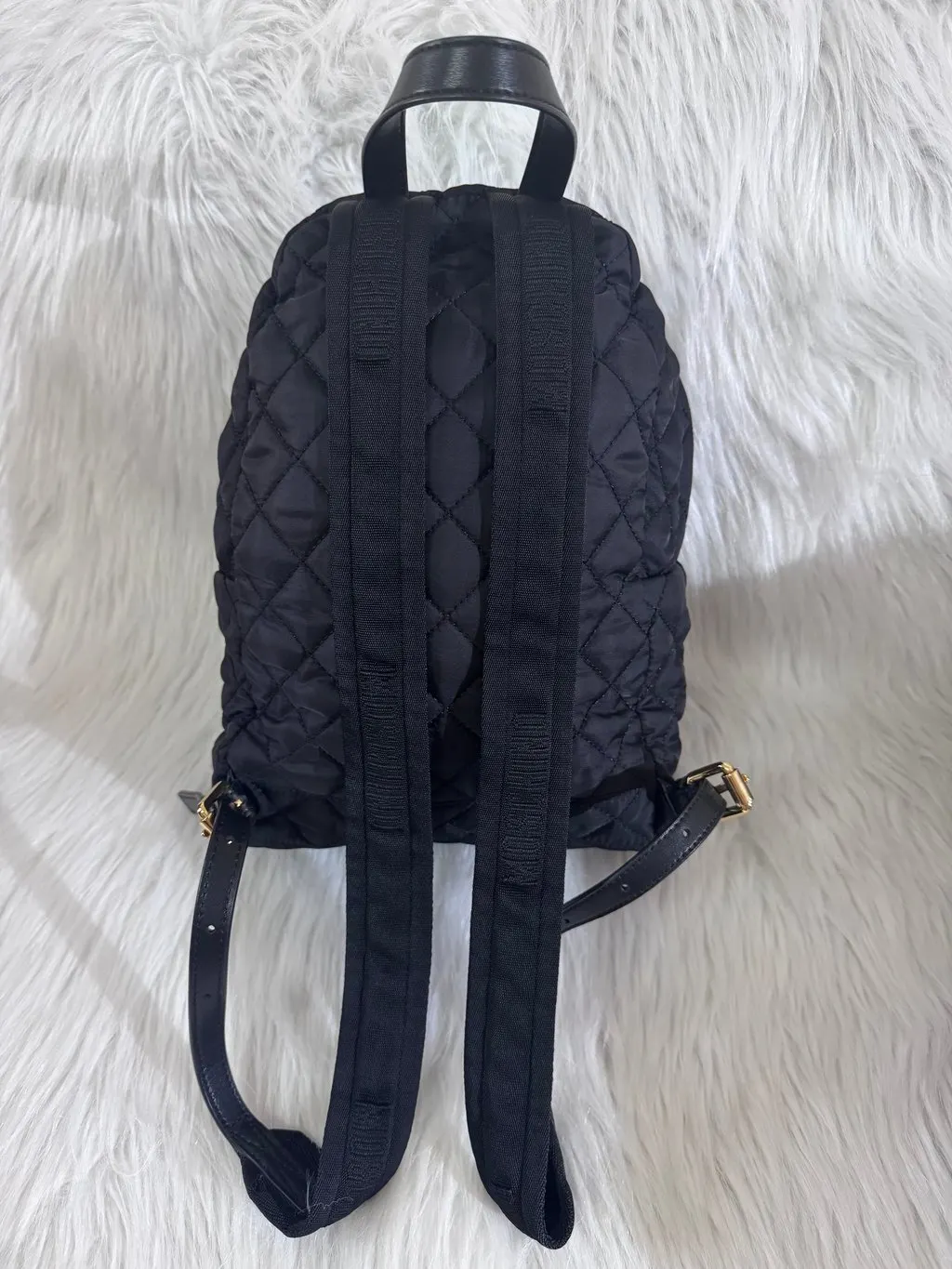 Moschino Quilted Nylon Black Backpack Black Polyamide Good - Box View