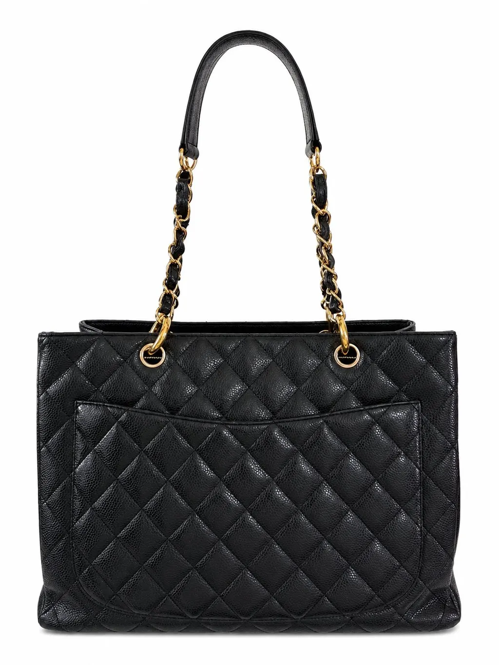 Chanel Black Caviar Grand Shopping Tote Black Leather Very good - Back View