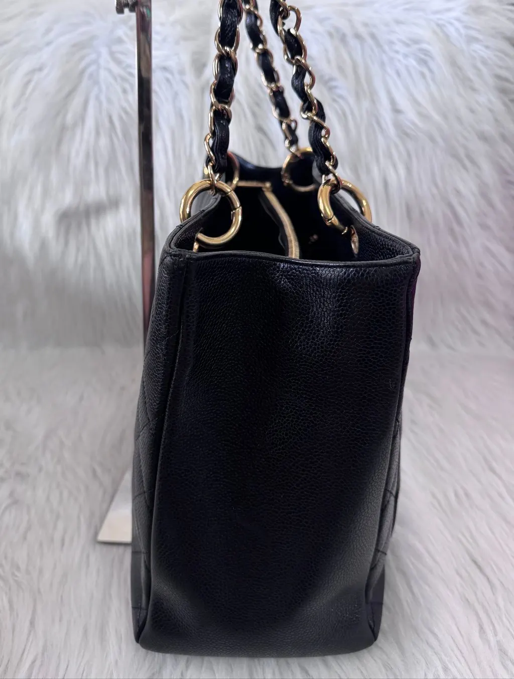 Chanel Black Caviar Grand Shopping Tote Black Leather Very good - Model View