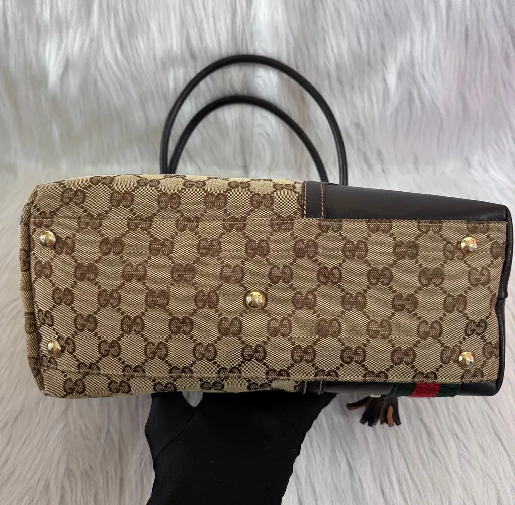 Gucci GG Horsebit Beige Canvas & Leather Tote Beige Canvas Very good - Inside View
