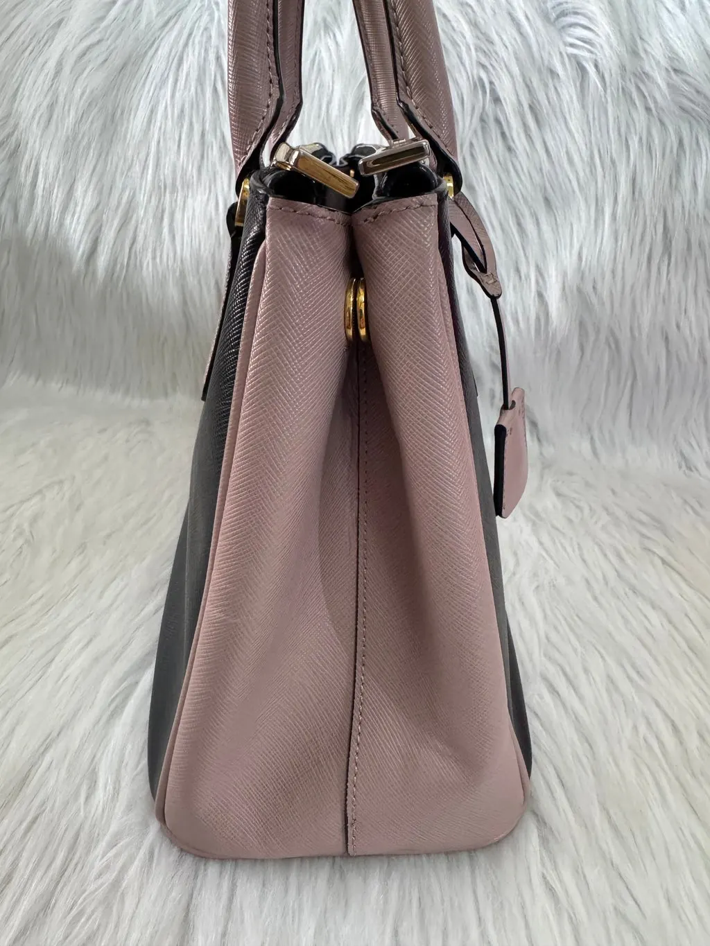 Prada Galleria Medium Black & Pink Saffiano Two way Bag Black Leather Very good - Box View