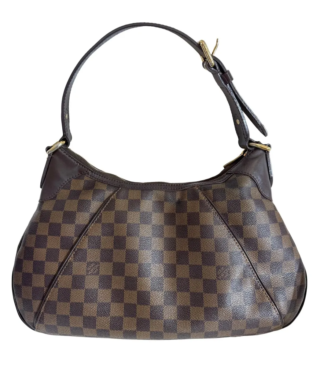 Louis Vuitton Damier Ebene Thames GM Shoulder Bag Gold Canvas Good - Back View