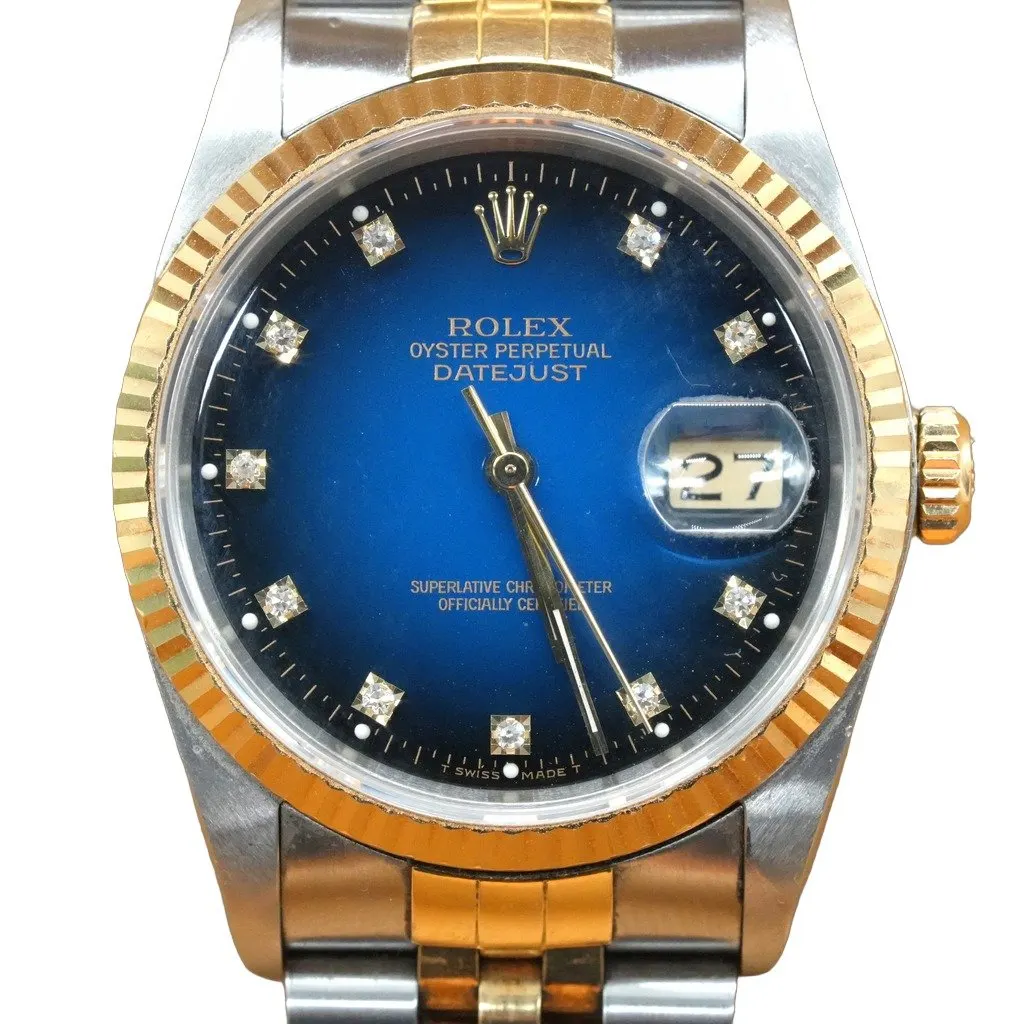 Rolex Vintage Datejust 36 mm Blue Diamond Dial Two-Tone 16233 (1987-1988)