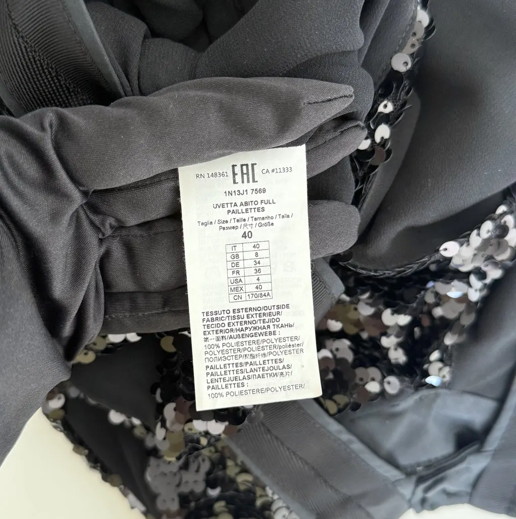 Pinko Pinko Uvetta Sequined Mini Dress Black Polyester Never worn - Model View