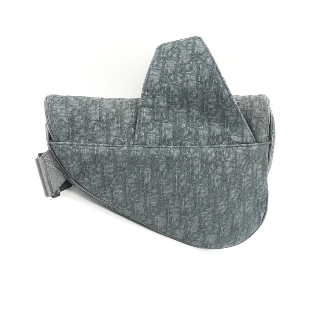 Dior Dior Saddle Bag in Black Dior Oblique Jacquard Black Canvas Fair - Back View