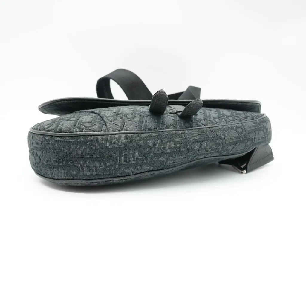 Dior Dior Saddle Bag in Black Dior Oblique Jacquard Black Canvas Fair - Inside View