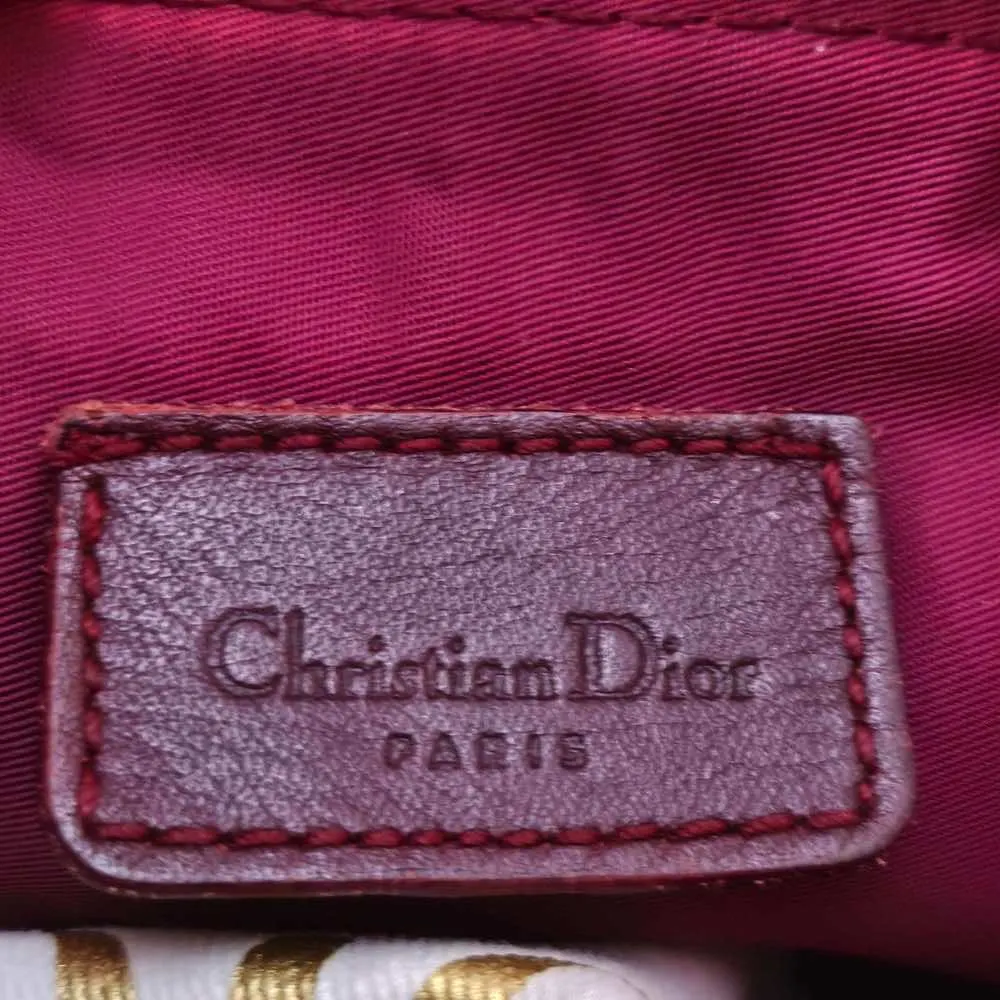 Dior Saddle Bag Burgundy Canvas Gold Good - Model View