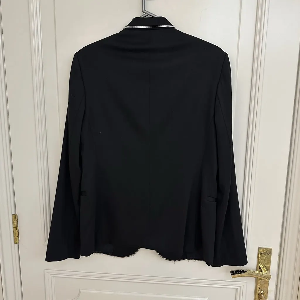 Emporio Armani Virgin Wool Zip-Trim Jacket – Made in Italy Black Wool Very good - Back View