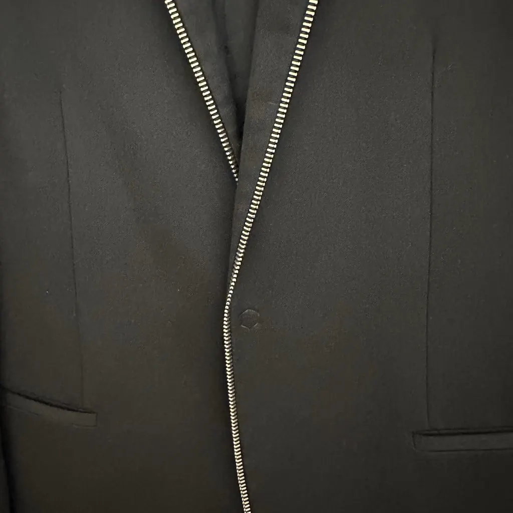 Emporio Armani Virgin Wool Zip-Trim Jacket – Made in Italy Black Wool Very good - Model View