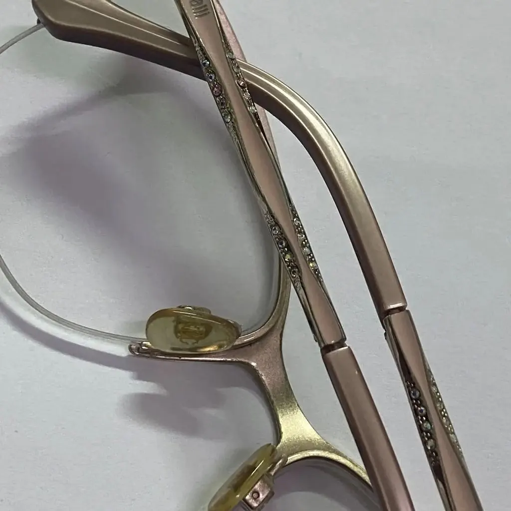 Roberto Cavalli Medical eye design with crystal lobes matte gold color with pink size 135 18 50 Pink Very good - Box View