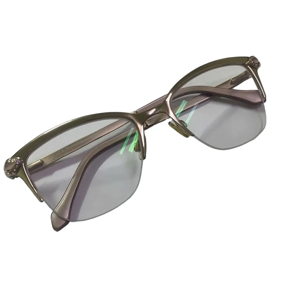 Roberto Cavalli Medical eye design with crystal lobes matte gold color with pink size 135 18 50