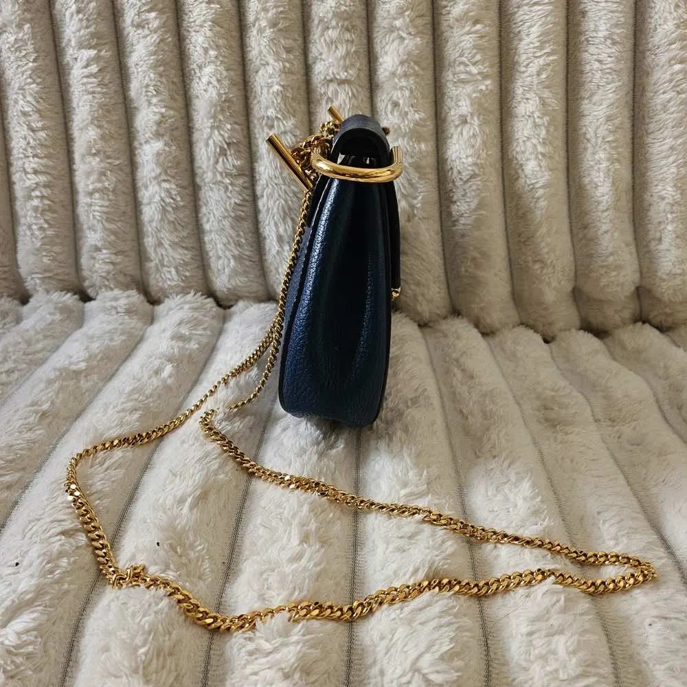 Chloé Drew Blue Linen Gold Good - Inside View