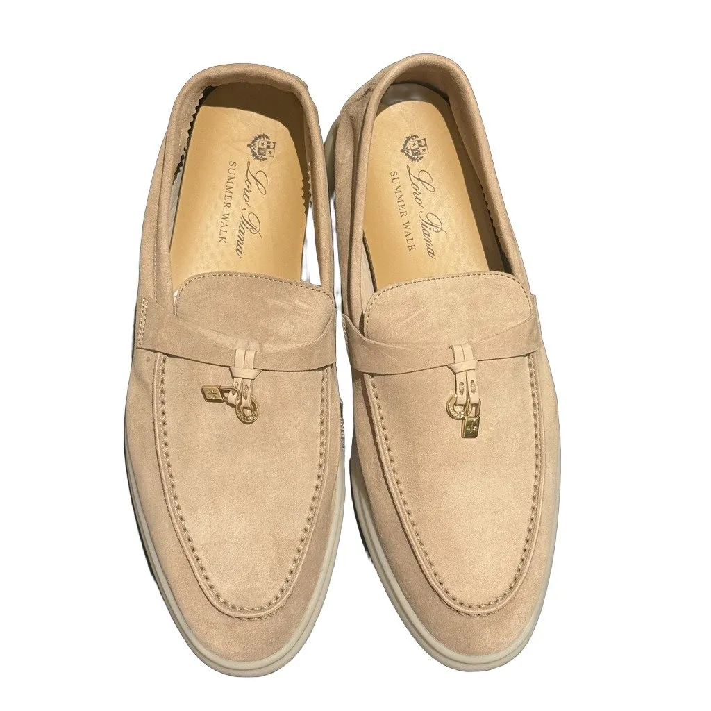 Loro Piana Brand New, Wrong Size Beige Suede Never worn - Front View