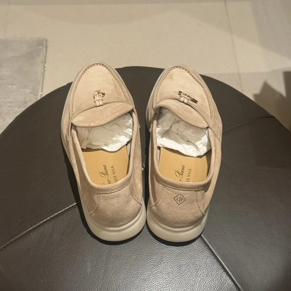 Loro Piana Brand New, Wrong Size Beige Suede Never worn - Model View