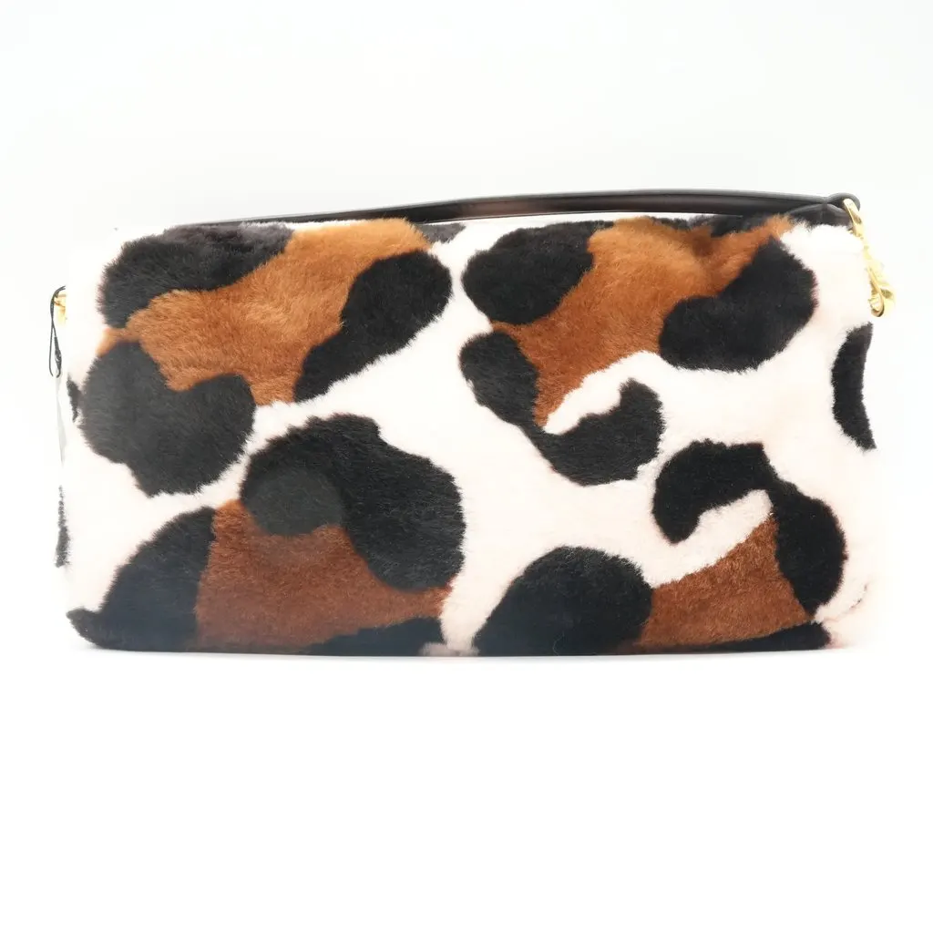 Fendi Shearling Large Pink/Brown Bag MultiColor Fur Very good - Back View