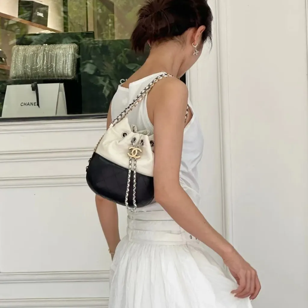 Chanel Gabrielle White Leather Good - Back View