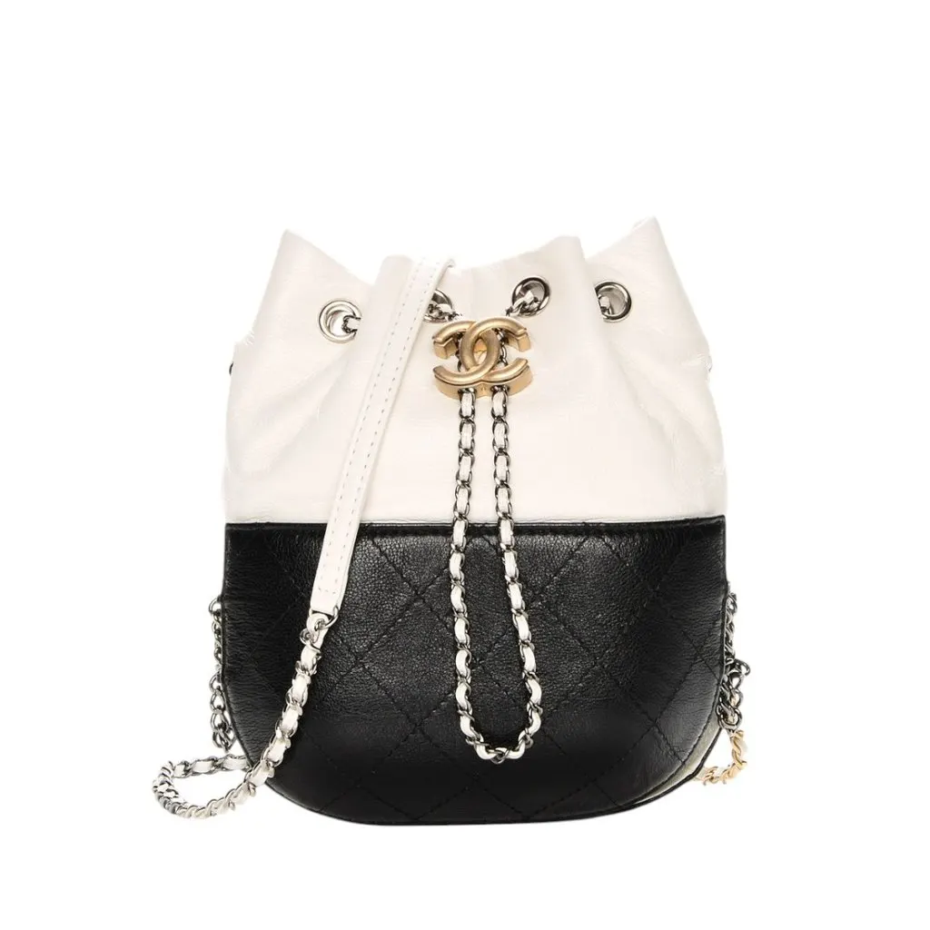 Chanel Gabrielle White Leather Good - Front View