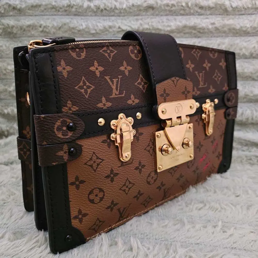 Louis Vuitton Trunk Brown Canvas Gold Good - Inside View