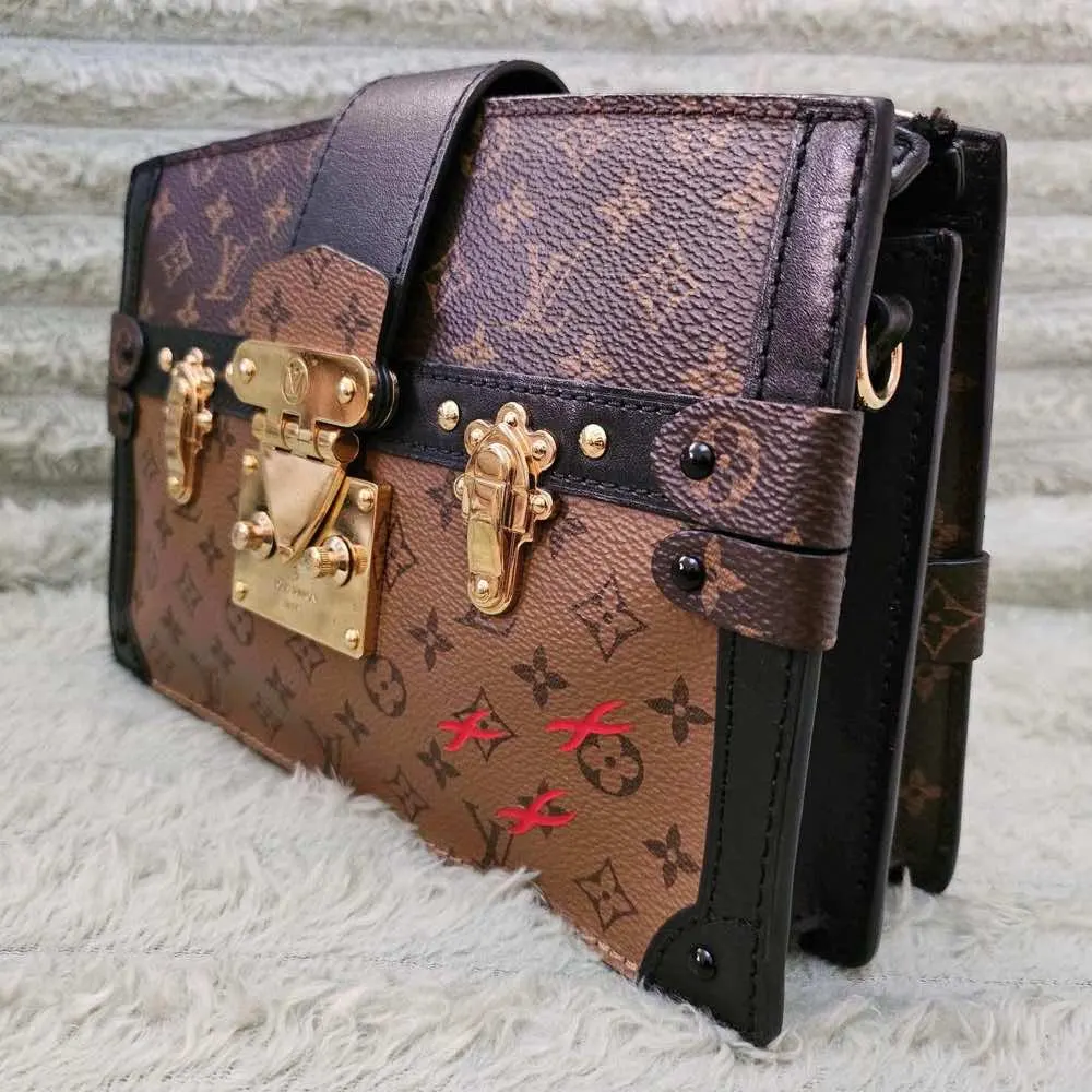 Louis Vuitton Trunk Brown Canvas Gold Good - Model View