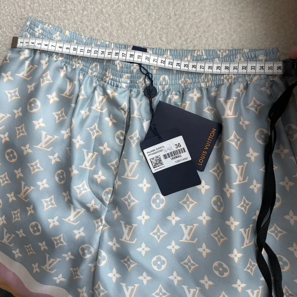 Louis Vuitton blue monogram shorts Blue Silk Never worn, with tag - Box View